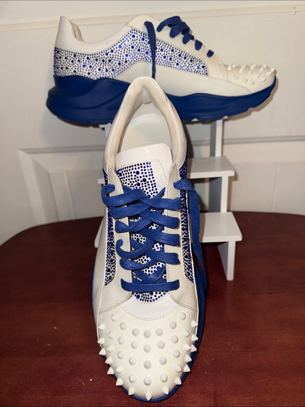 White and Blue Men's Fashion Sneakers 45— 11.5